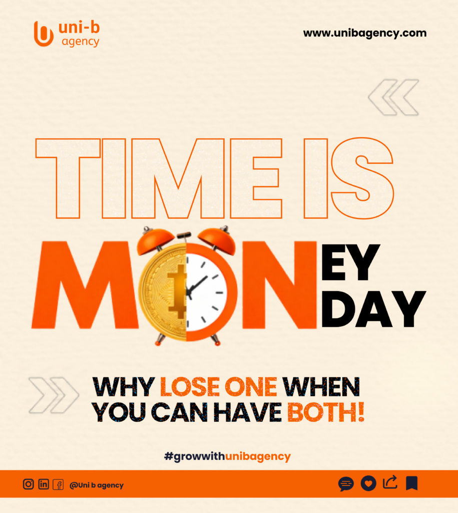 Time and money in business growth illustrated by a clock and coin merged together, symbolizing efficiency, smart systems, and sustainable success.