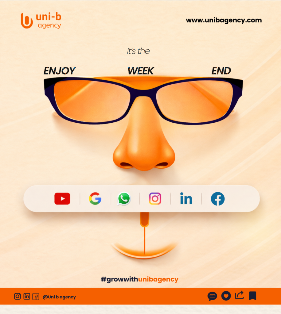 Weekend reflection for business growth illustrated by creative glasses and digital icons, symbolizing clarity, reset, and fresh perspective.