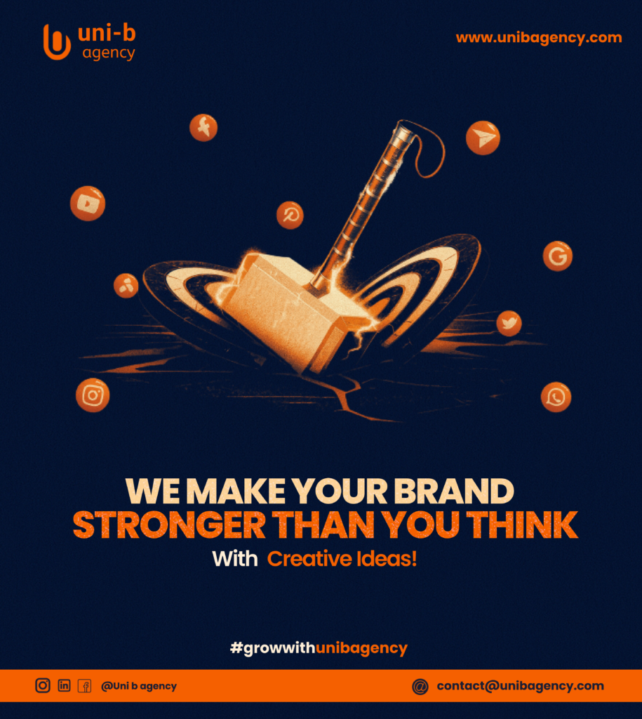 Strengthen your brand with creative strategy illustrated by powerful branding force breaking through digital noise.