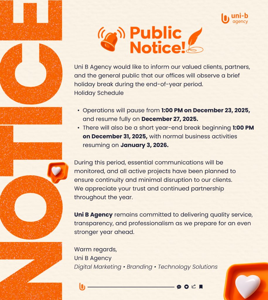 End-of-Year Holiday Notice: How Uni B Agency Ensures Continuity, Trust, and Professionalism