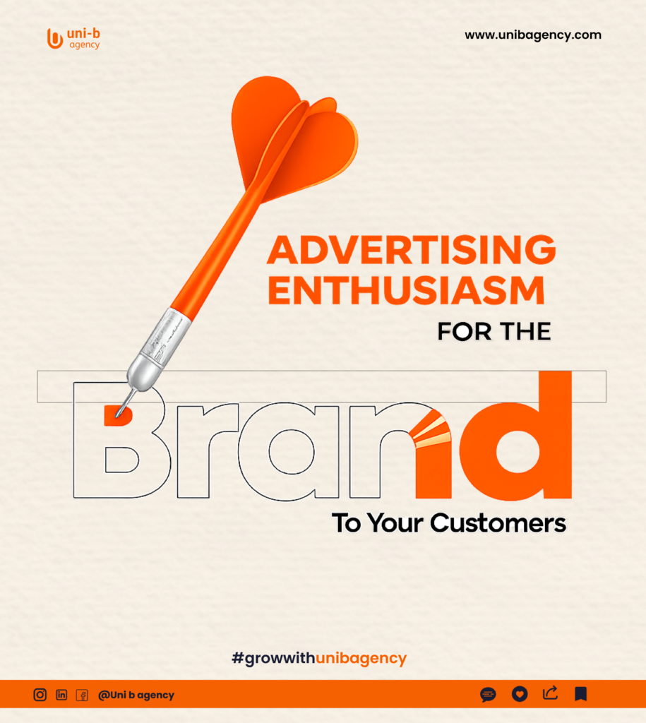 Illustration representing advertising enthusiasm and emotional brand connection