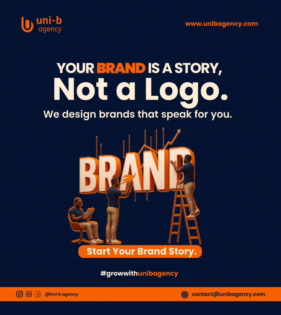 Brand storytelling for business growth illustrated by a team building a brand story rather than focusing only on logo design.