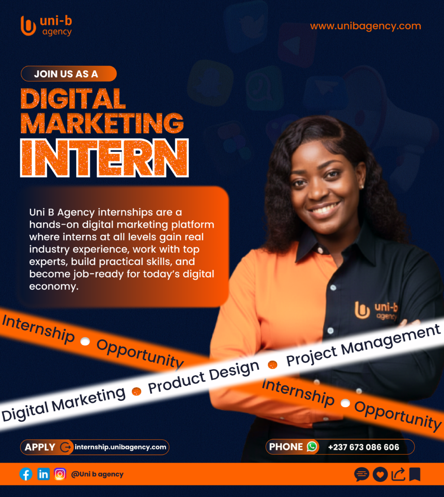 Digital marketing internship opportunity at Uni-B Agency with hands-on training